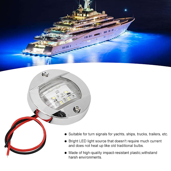 4 stk. Klar Linse LED Rund Navigation Bagbord Hvid Lys 12V Krom Vandafvisende til Båd Yacht Lastbiler