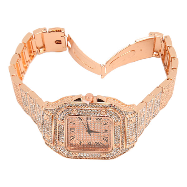 Quartz Rhinestone Ur Modeleg Legering Præcis Tid Business Rhinestone Ur til Daglig Brug Guld