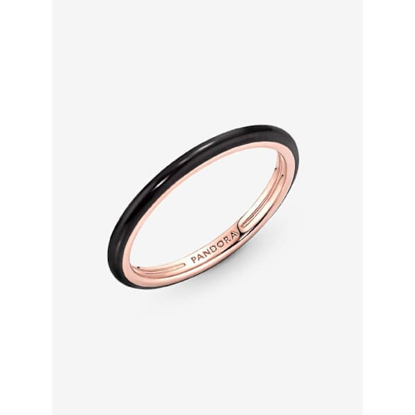 [LD]Pandora - P ME sort emaljering - 14k rosaguldbelagt ring Circumference: 50mm