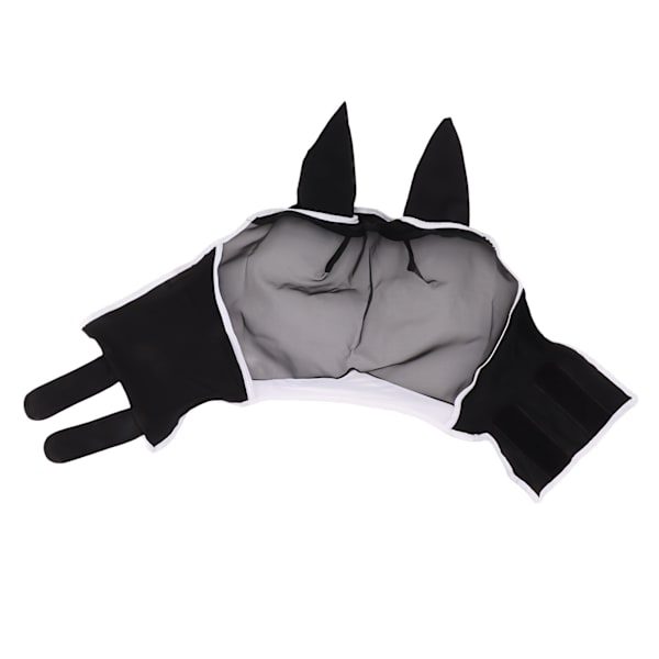Hestefluemaske All Round Mesh Andas Flugmaske Elastisk UV-beskyttelse Hest Ansigtsmaske med Ører Sort S 42x35cm / 16,5x13,8in