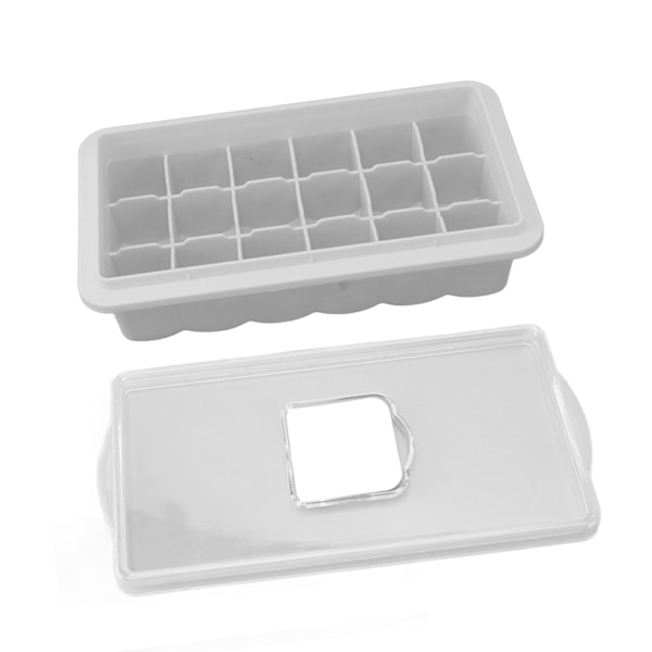 Ice Cube Tray Silikon Easy Release 18 Ice Cubes Maker Form med genomskinligt lock för Whisky Mjölk Te Vit