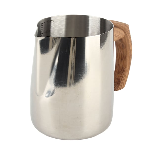 Melkeskummerkopp Innvendig skala 304 rustfritt stål Dryppfri tut Kaffe-dampkanne med håndtak Original farge 1000 ml
