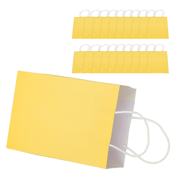 20 stk Bærbare Kraftpapirposer Pakke Gavepose Tilbehør til Shopping Fødselsdagsfester 15 x 8 x 21cm Gul