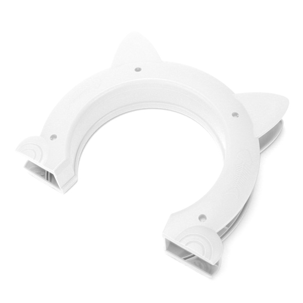 Cat Door Interior Cat Head Shaped Plastic Pass Through Door for Cat with Fishbone Pattern (White)