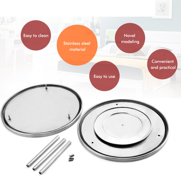To-nivå Roterende Organizer Plate Rustfritt Krydder Kjøkkenstativ Pantry Skrivebord Oppbevaring