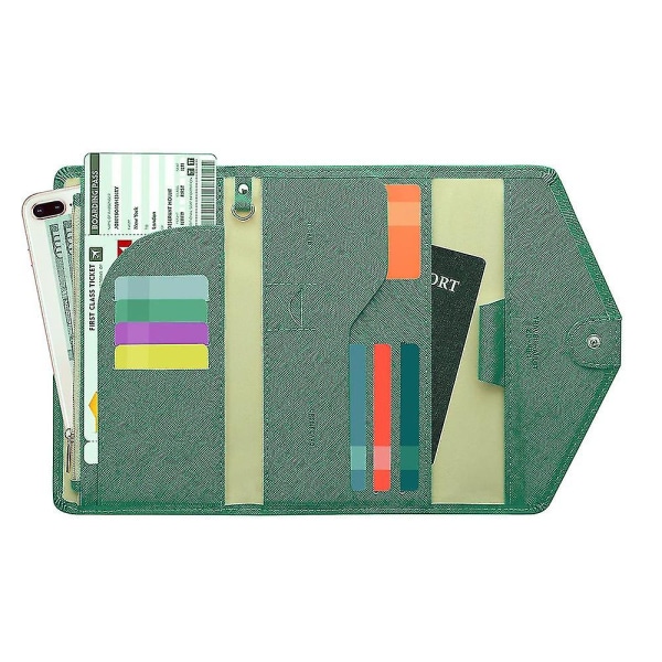 Pasholder Rejsepung Rfid Block Multi-purpose Passport Cover Light green color