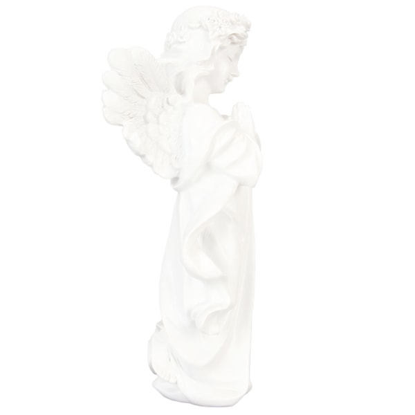 Baby Engel Statue Hvid 27,5 cm Høj Håndskåret Rige Detaljer Holdbar Resin Cherub Figur til Have Familie Kontor