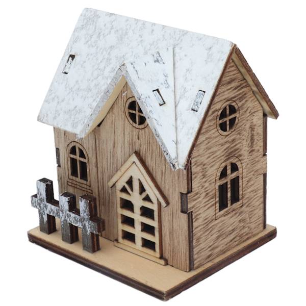 Dukkehust Jul LED-lys Træhus DIY Lysende Miniature Dukkehust Julepynt Tilbehør