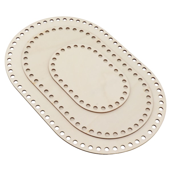 3 st träkorg botten oval tom solid virkad korg träbas för DIY-korgvävstillbehör Hantverkstillverkning