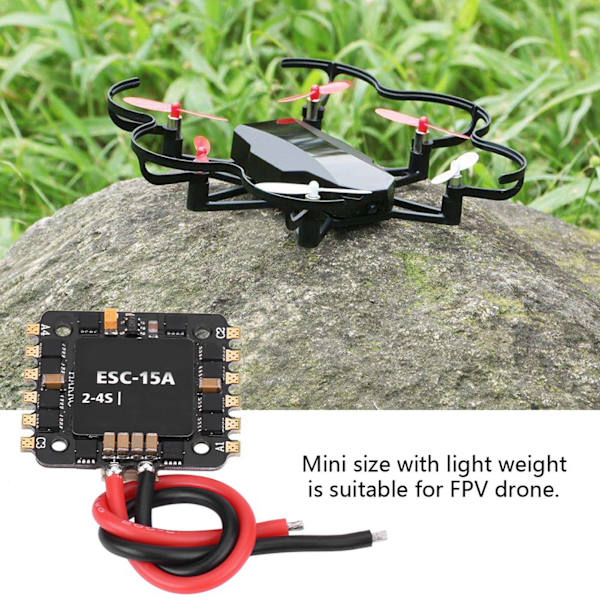 15A 4 i 1 mini elektronisk hastighetskontroll ESC RC-tillbehör för FPV-drönare