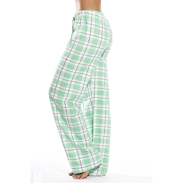 Flanel Check Kvinders Pyjamasbukser med Lommer Grøn