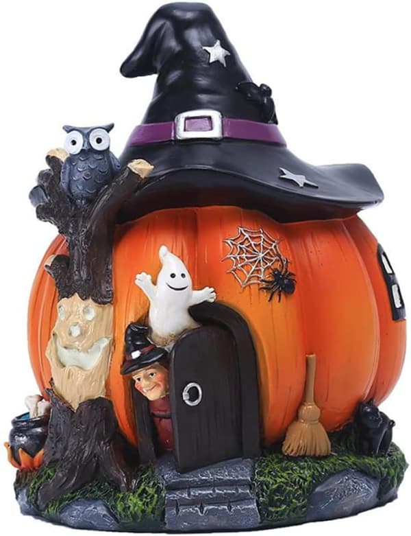 Halloween Græskar Husdekoration Harpiks Have Lysende Heks Spøgelse Kunst Håndværk Ornament