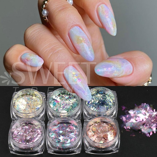 Opal Powder Ultratunt Aurora Sheet Fairy Nail Glitter Cloud Brocade Sheet TYPE 4