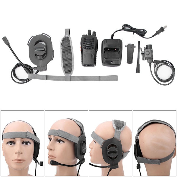 Enkelsidig headset-hörlur Intercom med justerbar huvudband US 110-240V Z027-FG-S113-KEN