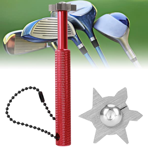 Humanized Golf Club Groove Sharpener Tool Accessory with Tail Hanging Rope Hole Red
