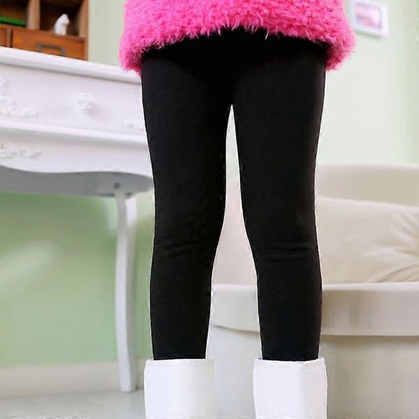 Flickbyxor Höst Vinter Tjocka Varma Barn Babyleggings Färgglada Mönstrade Prickiga Barnbyxor Black 3-4T