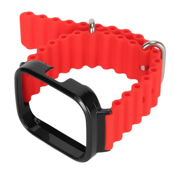 2 i 1 ersättningsklockarmband för Redmi Watch 3 Silikon Justerbar Smart Watch Armband med skyddsfodral Röd