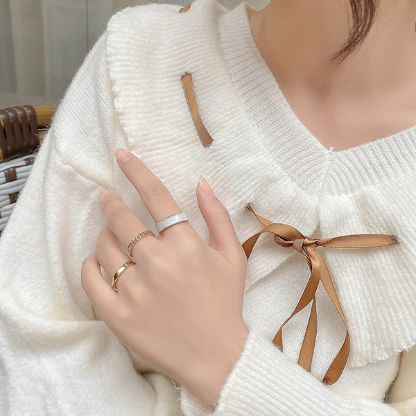 3 stk Fingerringer Damemote Personlighet Trend Justerbare åpne ringer Daglige matchende dekorasjoner Gull One Size