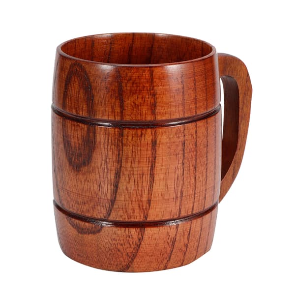 Wooden Beer Mug with Handle Water Wine Tea Coffee Drink Cups Tableware Kitchen Supply