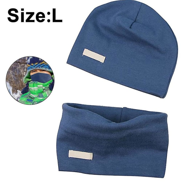 Baby drenge piger beanie hat og løkke tørklæde sæt børn blødt bomuld strikket Blue