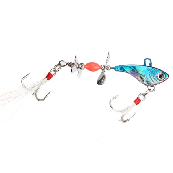 Sequin Luminous Simulation Artificial Fishing Lure with Feather Rotation VIB Fish Shape