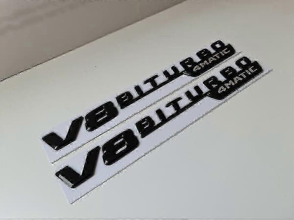 V8 Biturbo 4MATIC Sidevingeemblem Blanksvart for AMG