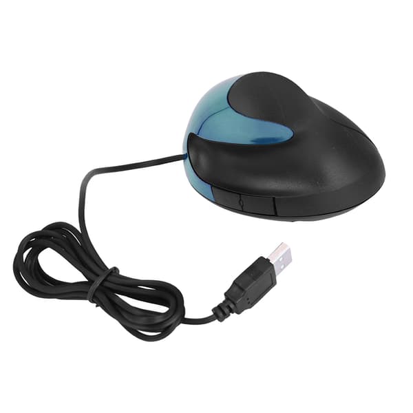 Ergonomisk vertikal USB-kablet mus med håndledsstøtte - 1600DPI - Blå - til PC-spil til bærbar computer