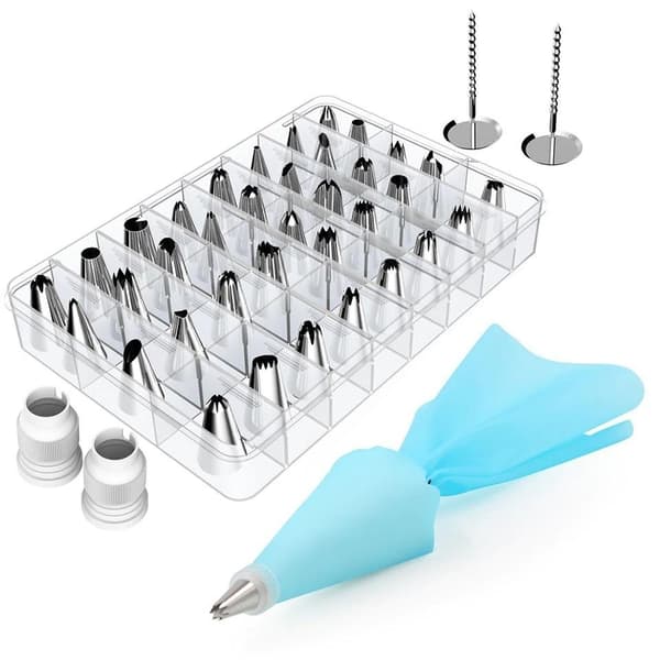 Tyllset med Spritspåse och Tillbehör Box 32st Olika Tyllar Silver silver