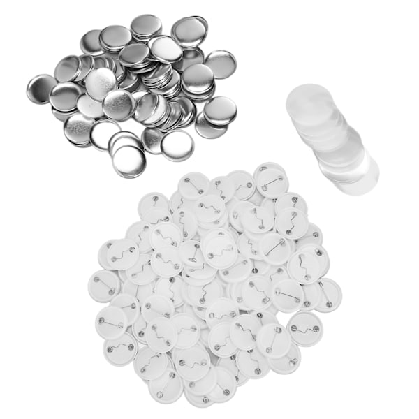 100 sæt nåleknapdele rund form metal bagside nål DIY blanke knap badge dele sæt til tøj rygsække 25 mm/1,0 tommer