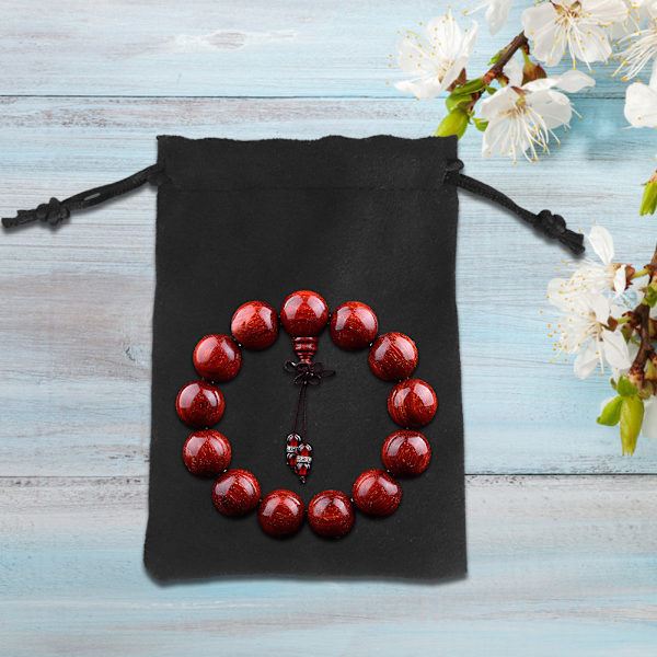 Blød dobbeltsidet ruskind Trækpose Gavepose Pouch Wrap Organizer til fest GPame 9 x 12 cm