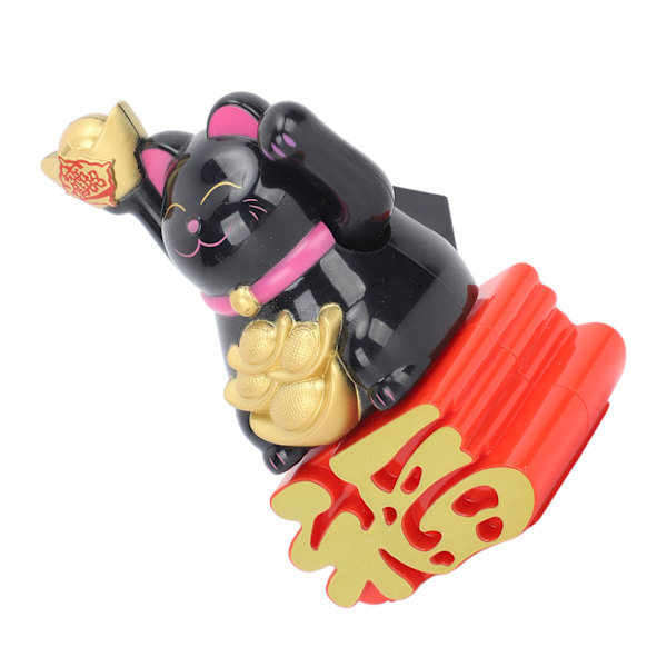 Lykkekatt Ornament Viftende arm tiltrekker rikdom Lucky Fortune Cat for skrivebord bil kontor butik Svart MLY23110