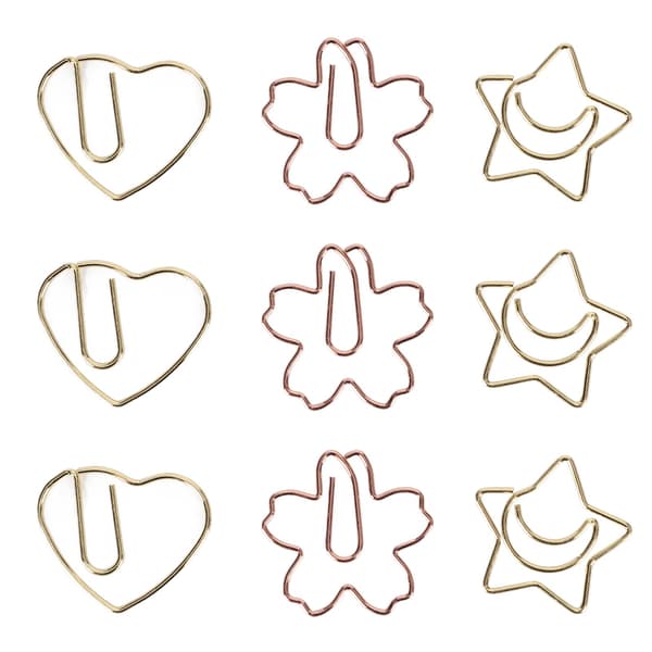 30 stk. Papirclips Hjerte Sakura Stjerneformet Bogmærkeclips til Kontor Skole Elev Fil Klassificering