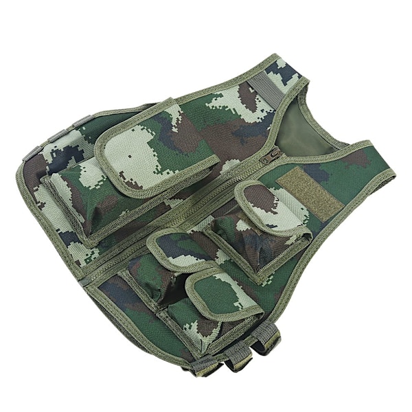 Hede Børn Camouflage Vest til Børn til Udendørs Kampspil (Jungle Camouflage S)