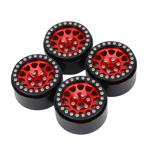 4 stk 1:10 RC Crawler Bil Metal Fælge Dæk Passer til Axial SCX10 / SCX10II / 90046 / 90047 Sort og Rød