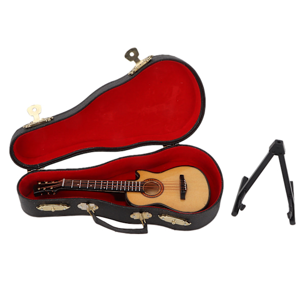 Miniatyr Gitarr Modell Trä Mini Musikinstrument Gitarr Replika med Ställ OrnamentM