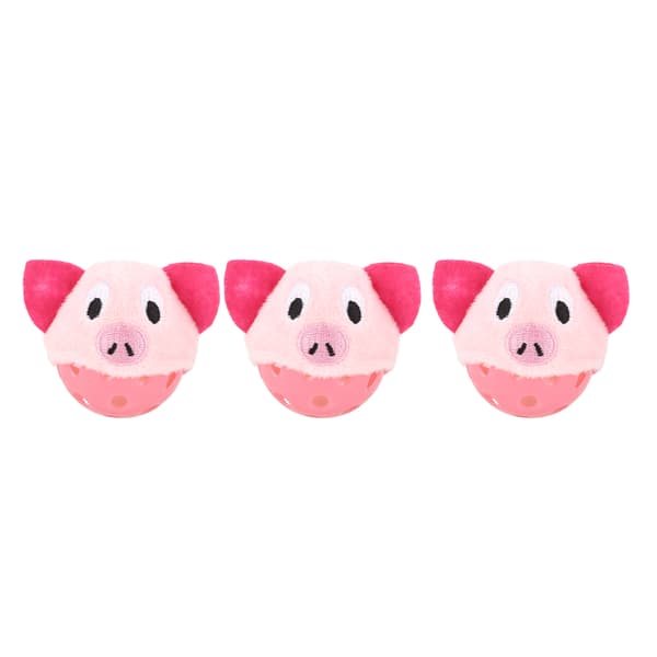 3pcs Cat Bell Ball Set Plush and Plastic Interactive Ball Shaped Bell Toy for Cats
