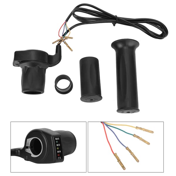 24V Half-Twist Throttle Assembly 4-Wire Hand Grip Cable Kit for Electric Scooter with Indicator