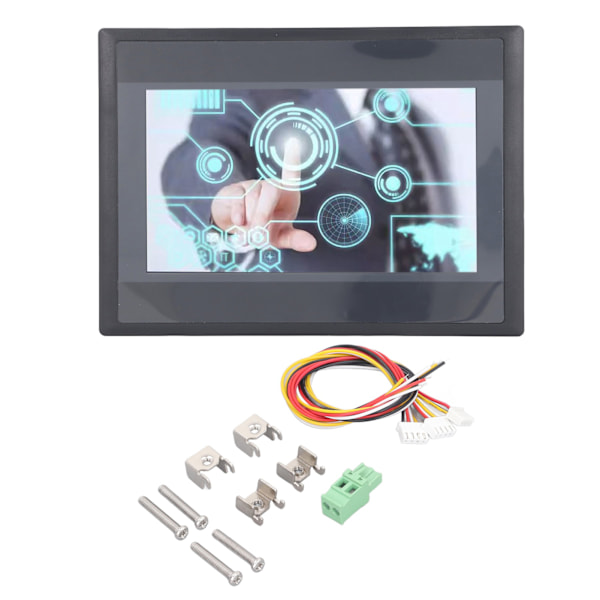 PLC pekskärm 7 tum TFT LCD 12 ingångar 8 utgångar Industriell HMI Display Panel för FX3U 20 40 48MRT DC4V 1A