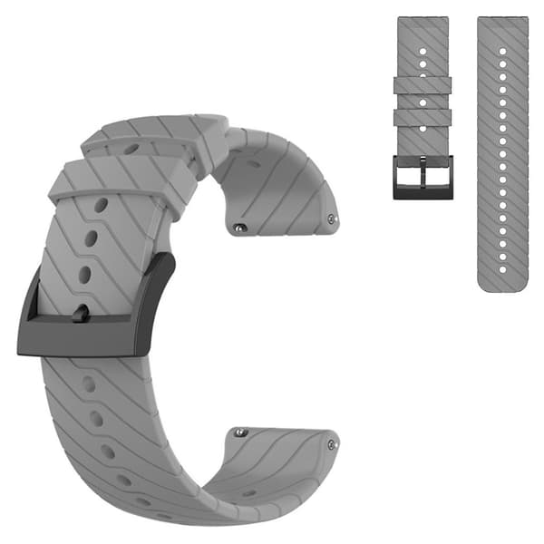 24 mm silikone urrem med twilltekstur Kompatibel med Suunto-enhed - Grå Silvergrå silver
