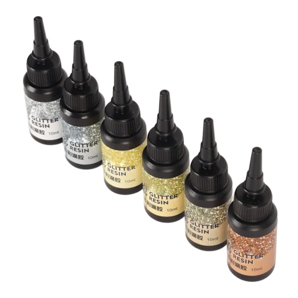 6 stk. Farget UV-resin 10 ml hver pennformet hurtigherdende aluminiumsfolieforsegling UV-lim for DIY smykkekunst gul serie