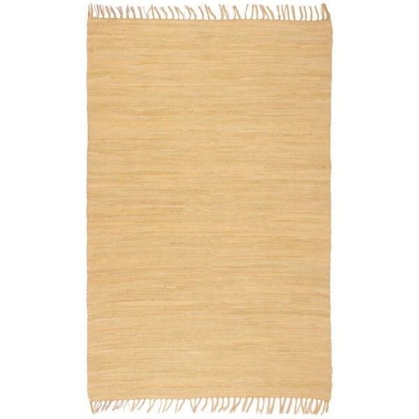 Käsinkudottu puuvillainen Chindi-matto 120 x 170 cm beige