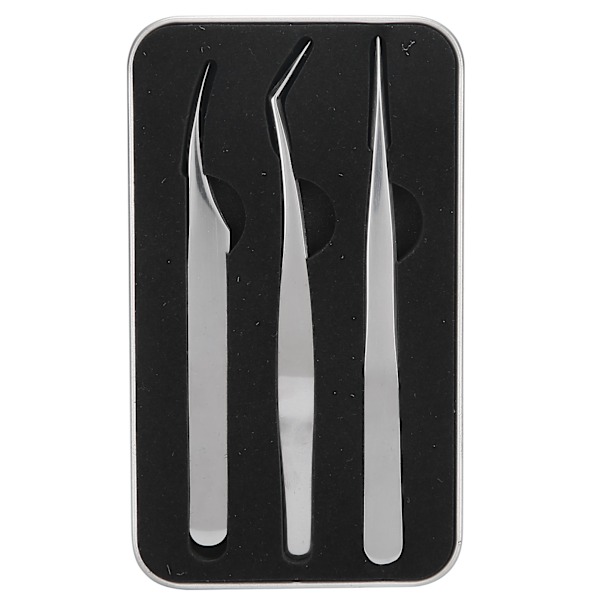 3 st Ögonfransförlängningspincettset Silverspegel Ljus delfinformad Easy Fannning Tool