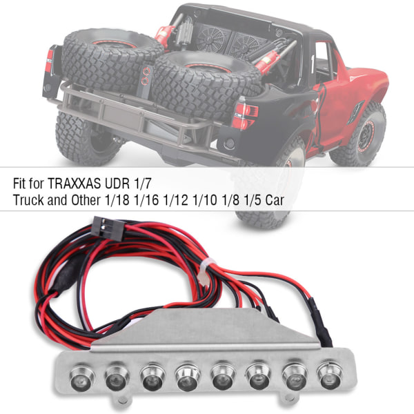 8 lysdioder Light Bar Vit Röd Bakljuslampa Tillbehörsdel för TRAXXAS UDR 1/7 lastbil RC Car