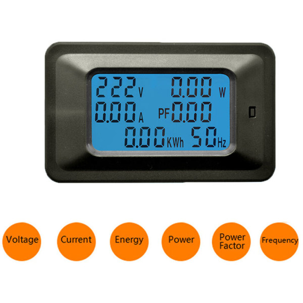 Multifunksjonell husholdnings elektrisk måler, watt-time, AC digital skjermspenning og strømmåler, 100A strømmonitor