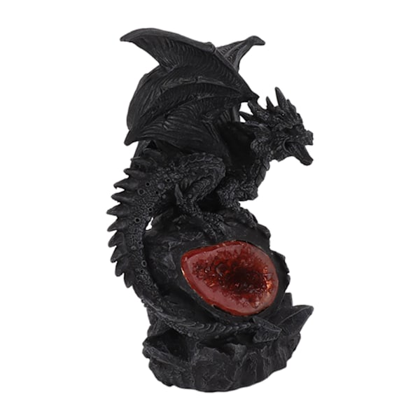 Fighting Dragon Staty Resin Desktop Dragon Figurine Skulptur med ljus för hemprydnad Halloween Dekor Svart