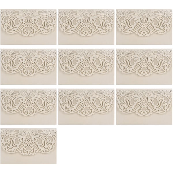10 stykker perlepapir blomsterinvitasjonskortholdere for bryllupsdagsbursdagsfest, modell: sølv uten innerkort