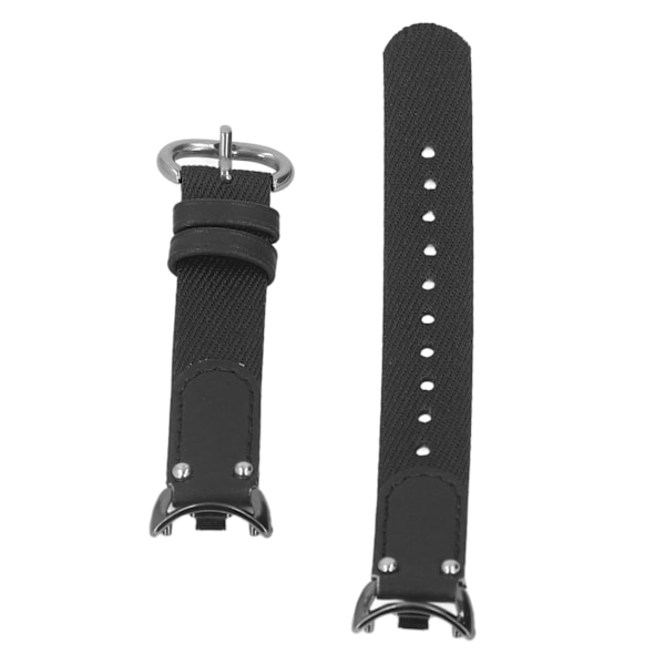 Blødt canvas PU-læder sportsurrem Åndbar udskiftningsrem Passer til Mi Band 8 NFC Sort