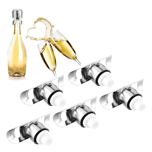 5 ST. Champagneprop i rustfrit stål Vin Drikke Flaskeprop Tætning til hjemmebarer