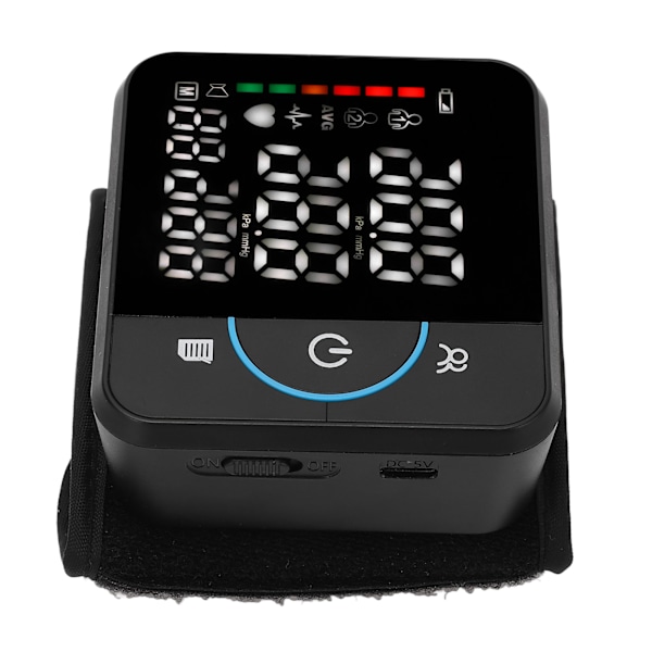 Handledsblodtrycksmätare Digital LED-display Uppladdningsbar automatisk BP-mätare med 180 avläsningsminne