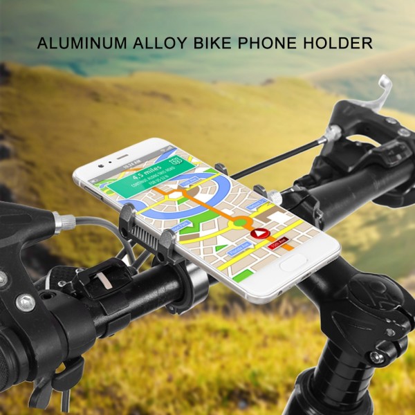 Aluminiumlegering Justerbart cykelstyre Telefonklämma Cykel Smartphone Mount Hållare Stativ Svart